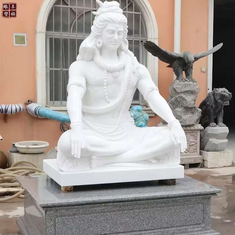 曲阳厂家欧式人物石雕湿婆神雕塑户外西方大理石雕刻坐佛印度雕塑