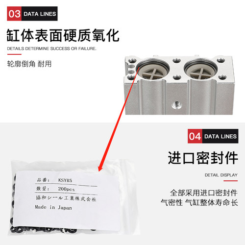 直线导轨气动滑台气缸HLS/MXS25-10/20/30/40/50/75/100/150AS AT
