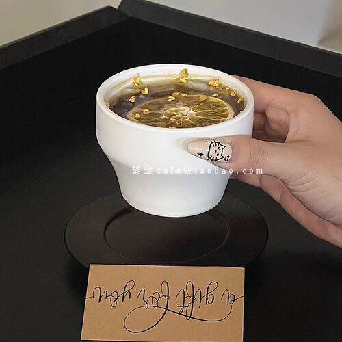 日式创意咖啡厅热拿铁拉花杯陶瓷对杯复古风哑光美式咖啡杯澳白杯