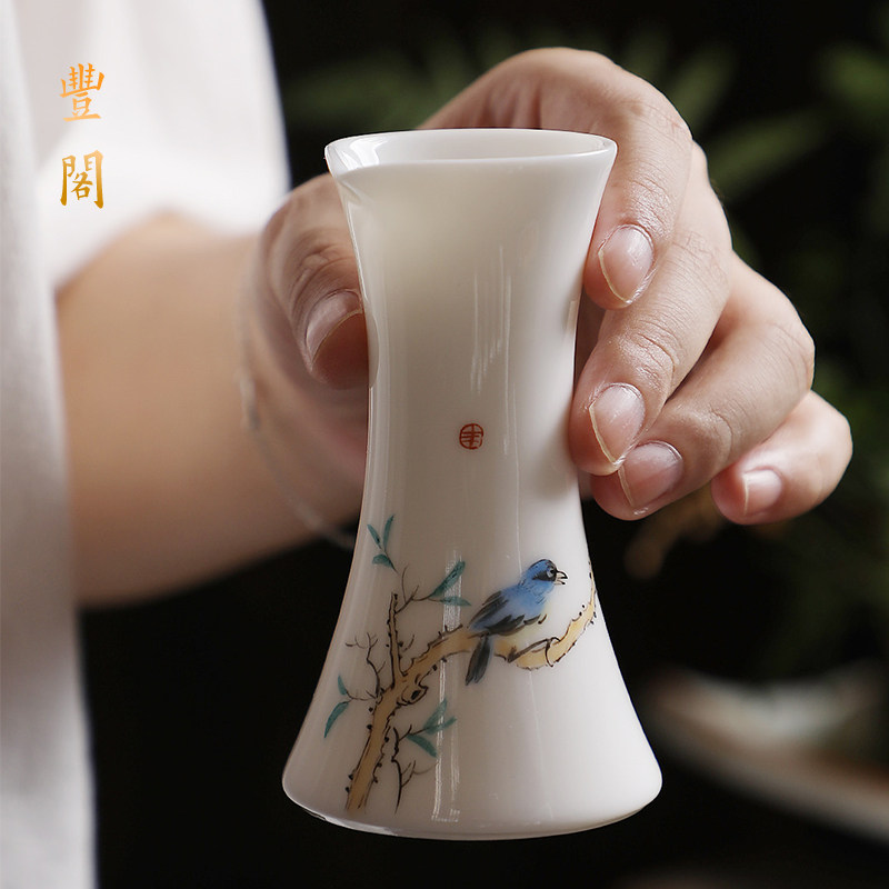 陶瓷白酒杯套装家用高档羊脂玉酒壶中式手绘酒具茅一口杯台烈酒盅