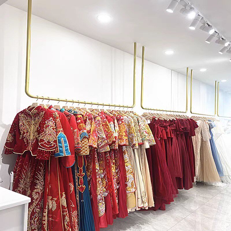 挂婚纱吊架悬挂礼服秀禾大拖尾展示挂衣架定制简约服装店衣架加粗