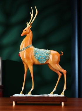 黄铜鹿摆件《青云直上鹿》家居客厅办公室装饰品开业领导朋友礼品