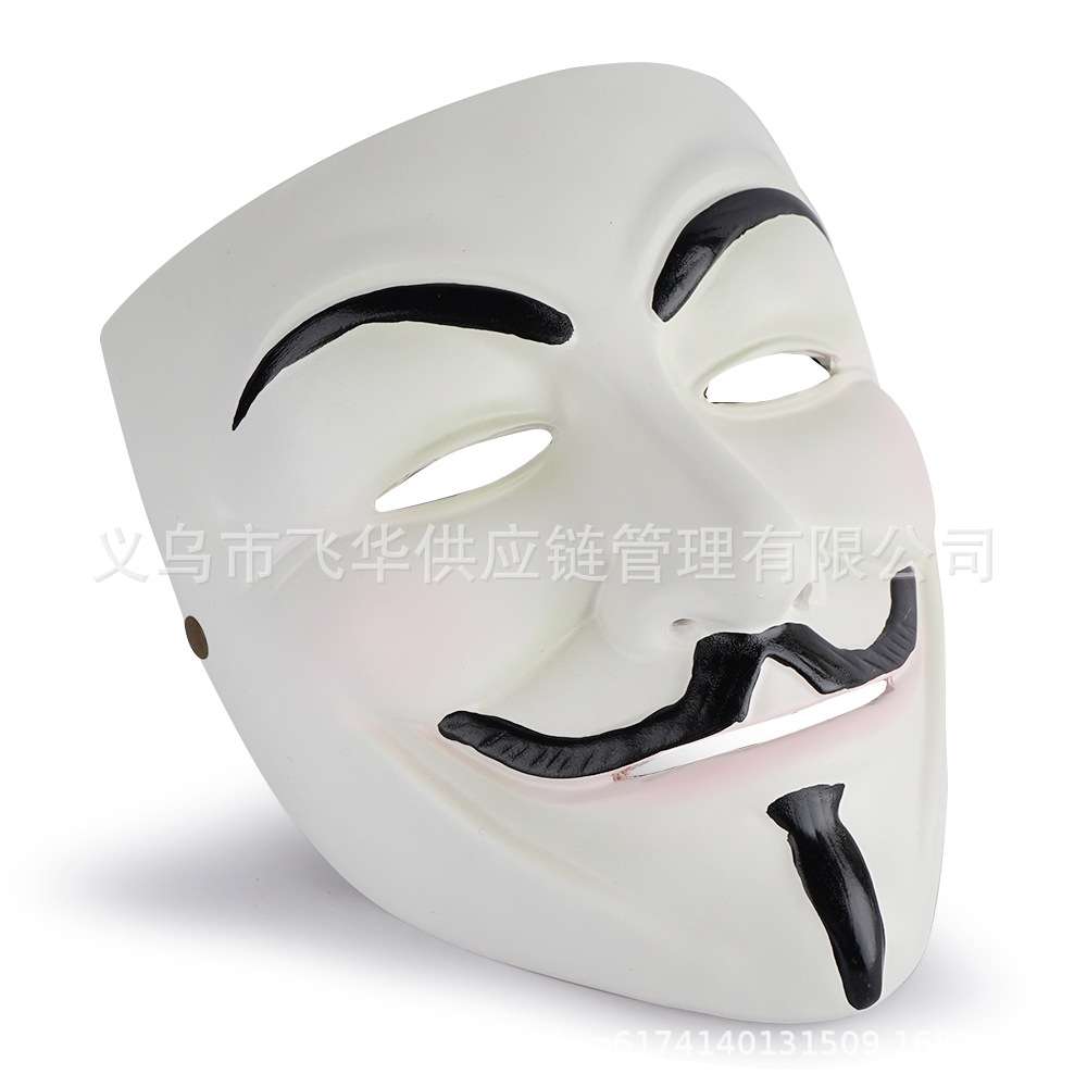 跨境V字仇杀电影主题摆件白色小胡子笑脸树脂面具化妆舞会道具