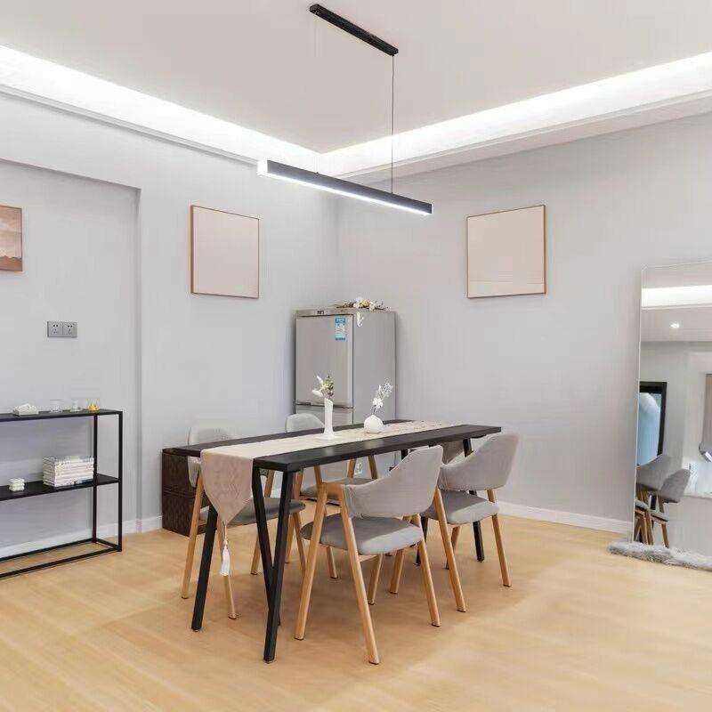 北欧黑色实木餐桌长方形现代简约小户型家用办公电脑工作书饭台椅