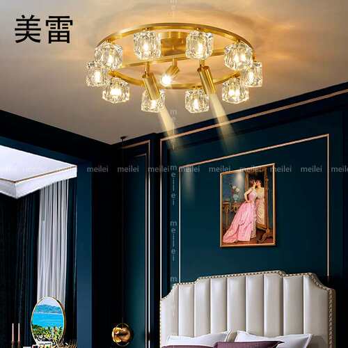 北欧轻奢客厅灯全铜水晶灯现代简约大气餐厅灯创意卧室大厅吸顶灯