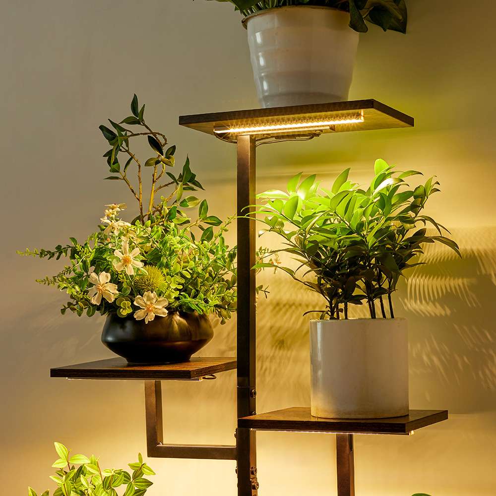 跨境金属可移动室内花架遥控多档可调节花盆植物架悬挂壁挂式支架