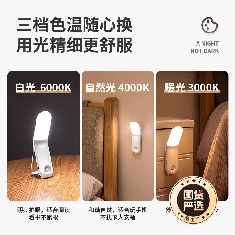 LED小夜灯卧室床头睡眠宿舍床用小灯寝室阅读看书台灯护眼遥控
