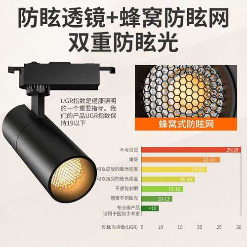 Ra98餐饮专用明装吸顶轨道射灯2700k高显色防眩光酒店餐厅聚光灯