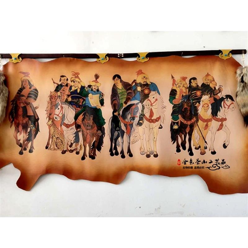 蒙古皮画成吉思汗勇士精品蒙古包民族特色装饰品手工艺品餐厅挂画