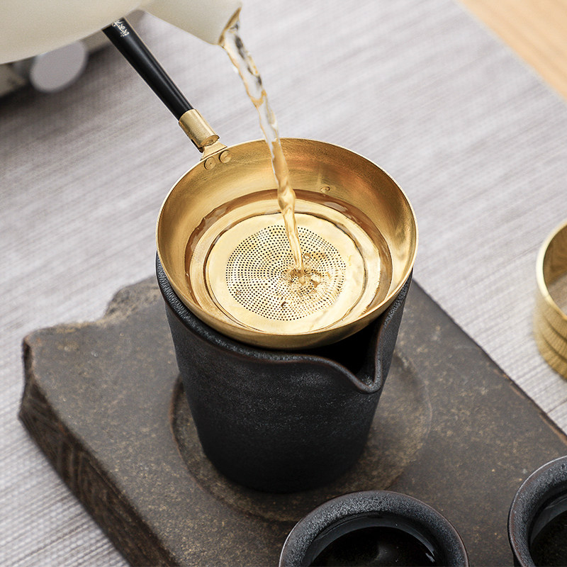 黄铜茶漏器创意滤茶器茶叶过滤网茶隔茶漏支架茶滤茶具配件泡茶器