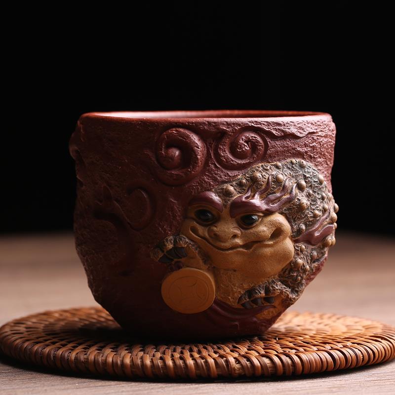 宜兴原矿紫砂主人杯茶杯金蟾杯名家子夜纯全手工品茗杯功夫茶具