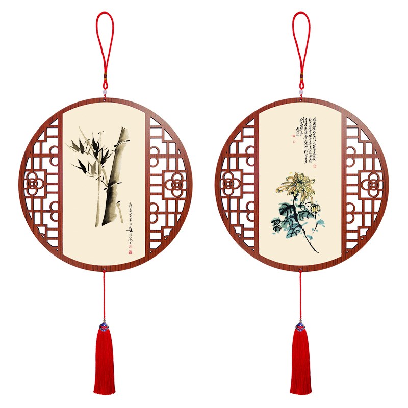 中国结挂件新年春节过年装饰画挂饰木制花鸟客厅装扮乔迁布置用品