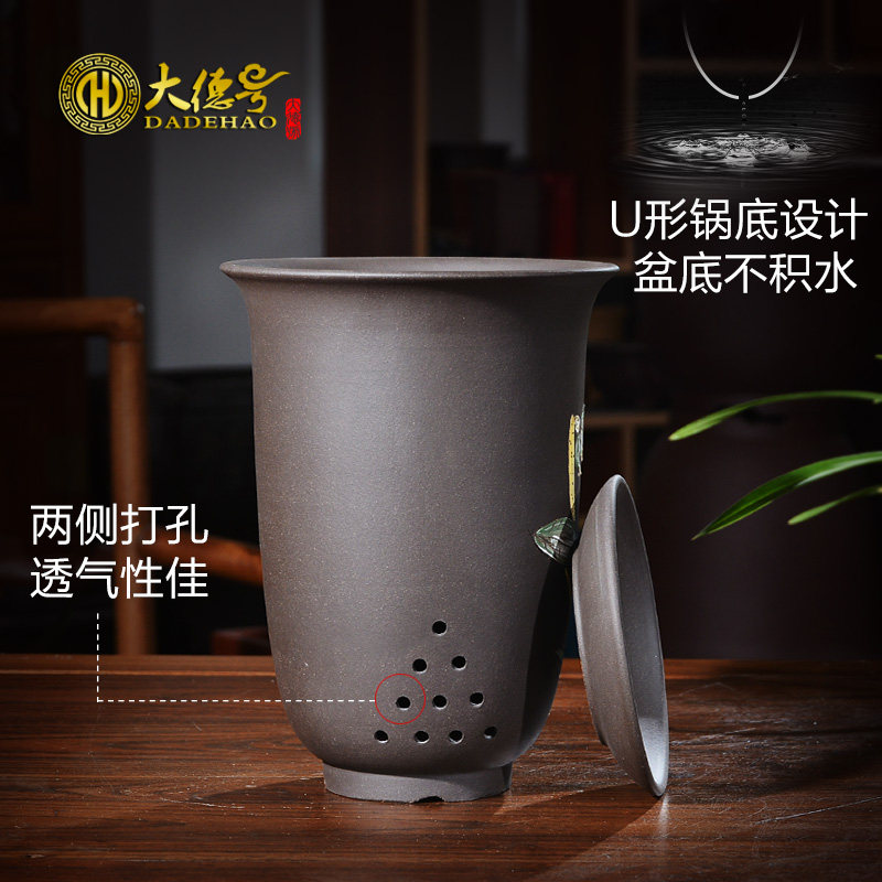 大德号宜兴紫砂君子兰花盆吊兰建兰四季兰陶瓷紫砂盆兰花盆专用盆