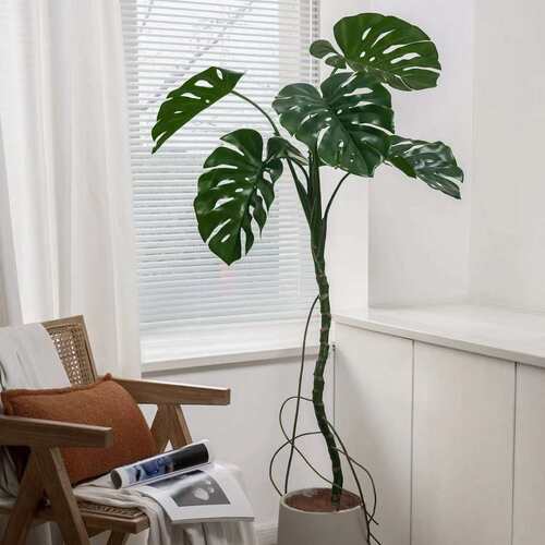 含阳 龟背竹仿真绿植客厅摆件仿生假植物家居装饰大型落地盆栽