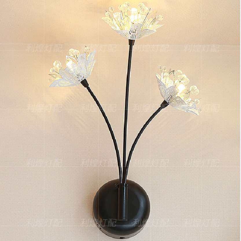 现代简约创意不锈钢蒲公英LED壁灯水晶菠萝珠工艺品LED艺术壁灯