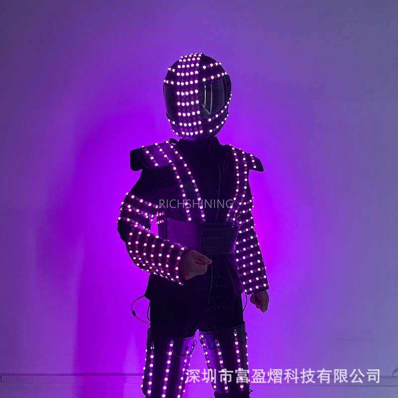 富盈熠LED发光酒吧出酒服太空服万圣节发光铁血盔甲全彩人偶服