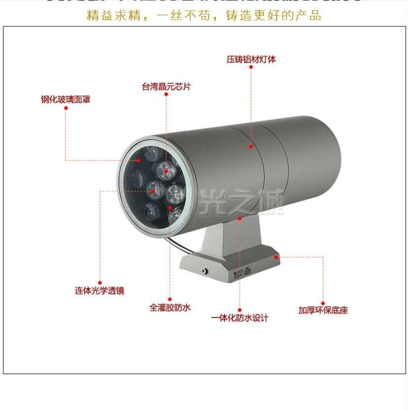 LED户外壁灯双头单头外墙上下射灯庭院室外柱子围墙灯3w12w36w48