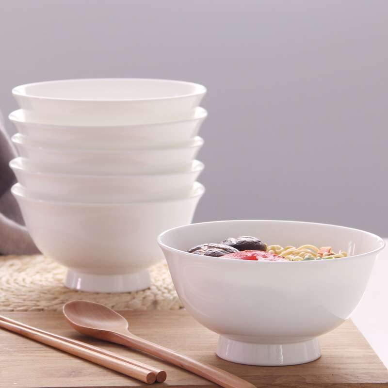 陶瓷面碗家用汤面碗骨瓷大号面条碗韩式大碗创意高脚吃面的碗饭碗