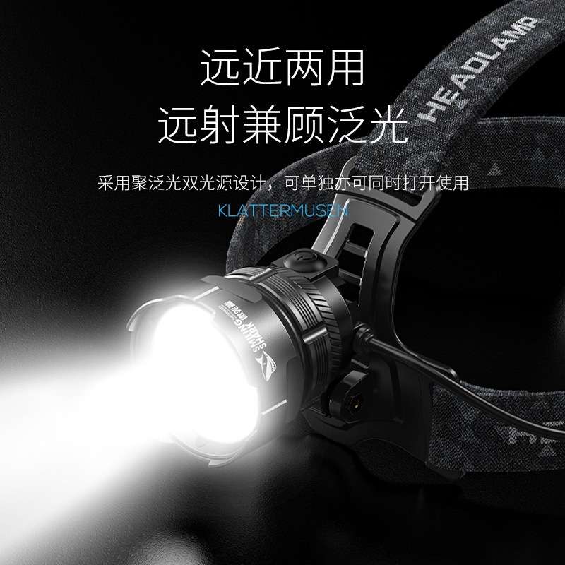 户外多灯珠高亮头戴灯智能挥手感应电量显示头灯定焦大容量头戴灯