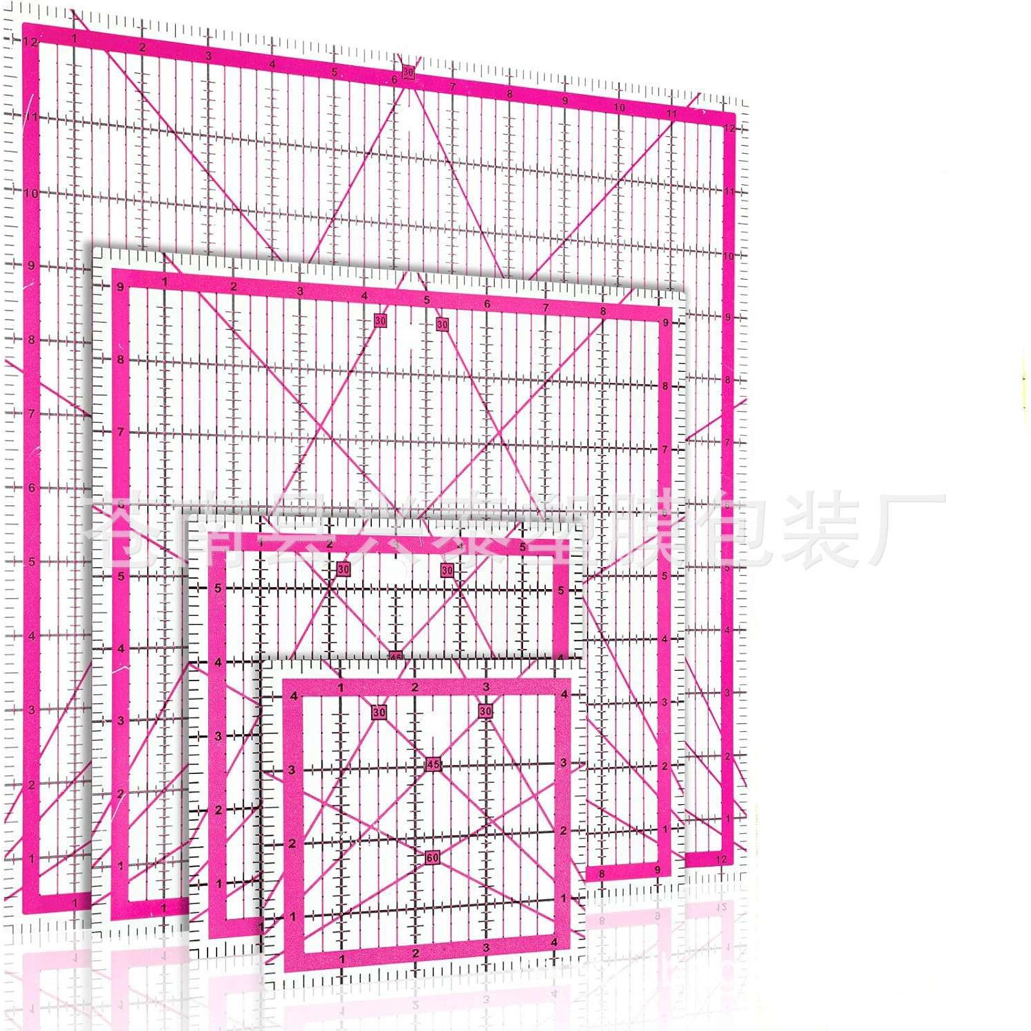 4 方尺绗缝模板亚克力裁剪拼布尺厂家直销粉色黄蓝色四色现货供应