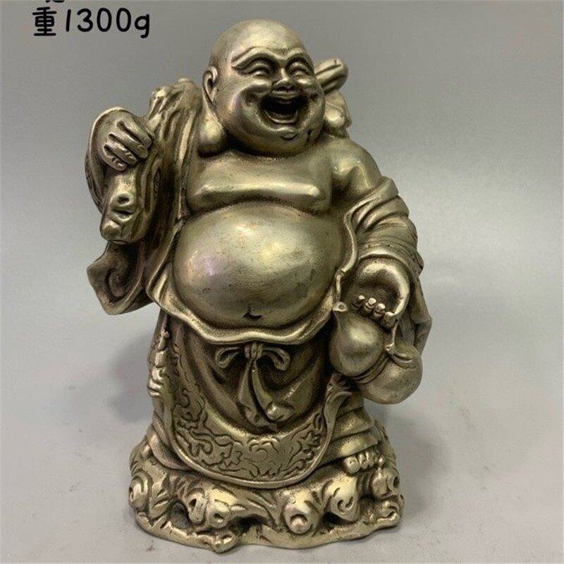 古玩杂项仿古铜器白铜书房居家摆件工艺品象财神手拿珠子
