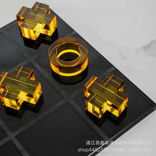 现代轻奢橘色XO水晶棋盘样板房售楼部销售中心客厅家居软装家饰