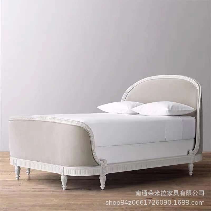 外贸出口美式乡村小女实木床复古做旧雕花儿童床简约时尚公主床