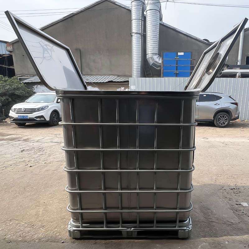 厂家供应敞口翻盖吨桶立式不锈钢吨桶双把手开口金属桶可加工