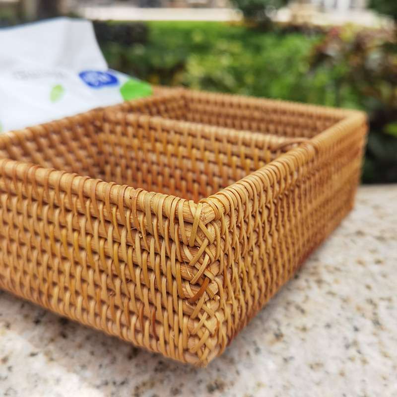越南藤编多格托盘收纳盒茶盘茶具筐点心盘茶杯托藤编托盘