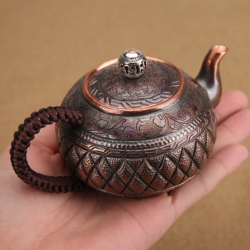 纯手工迷你铜壶纯铜茶壶侧把小号泡茶壶带把功夫茶壶复古小铜壶
