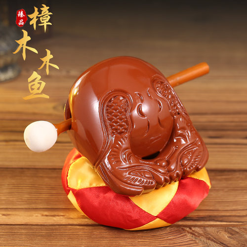 香樟木木鱼法器实木一套家用寺庙打击乐器老式大号木鱼木雕摆件