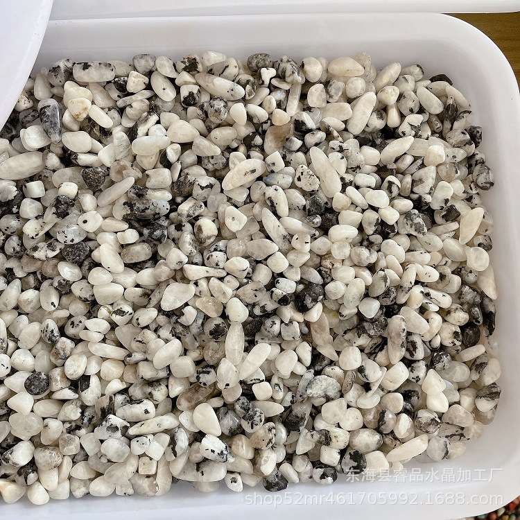 黑点白月光水晶碎石月光石鱼缸盆栽造景石装饰品
