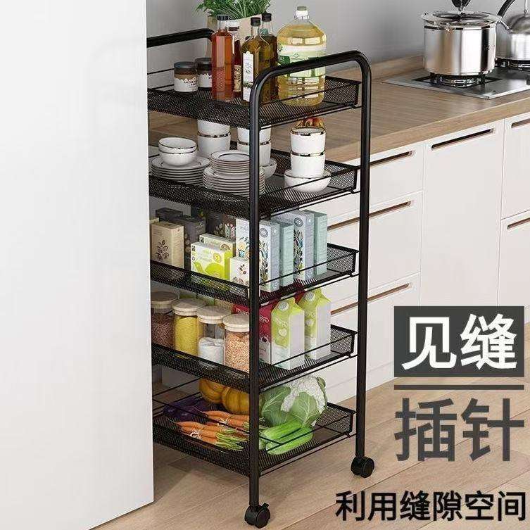 落地厨房置物架落地多层可移动家用小推车储物收纳架蔬菜篮子用品