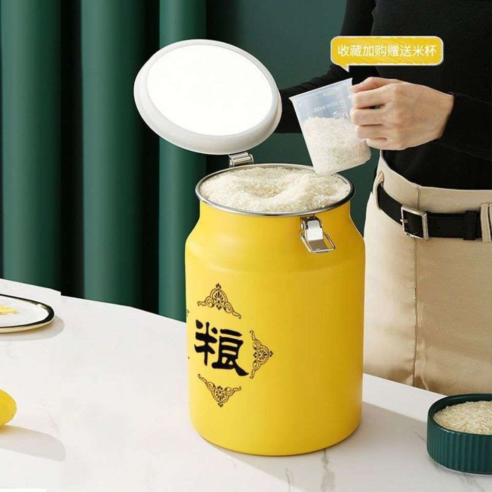 不锈钢米桶面桶网红米缸防虫防潮家用储粮罐面粉装20斤50斤桶加厚