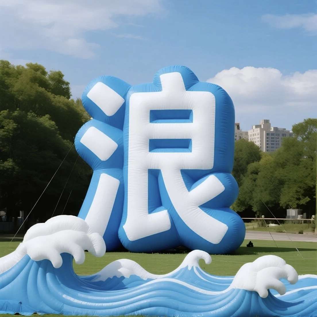 充气海浪拱门气模仿真冰块浪花朵朵字体夏天凉爽音乐节露营美陈
