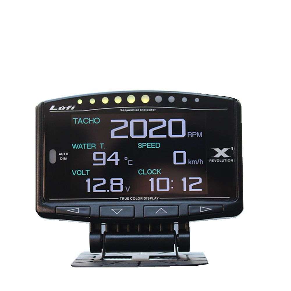 LUFI X1汽车改装多功能仪表 OBD2液晶数显转速油温水温涡轮压力表