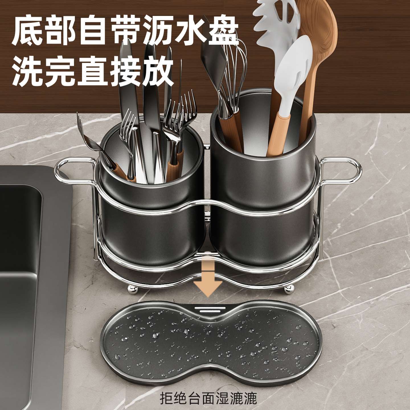 筷子收纳盒家用筷筒厨房沥水收纳筒筷子筒篓放勺子快子餐具置物架