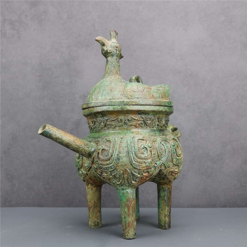 西周中期凤鸟盉青铜酒器单留口盉铜祥德青铜器博物馆古玩收藏