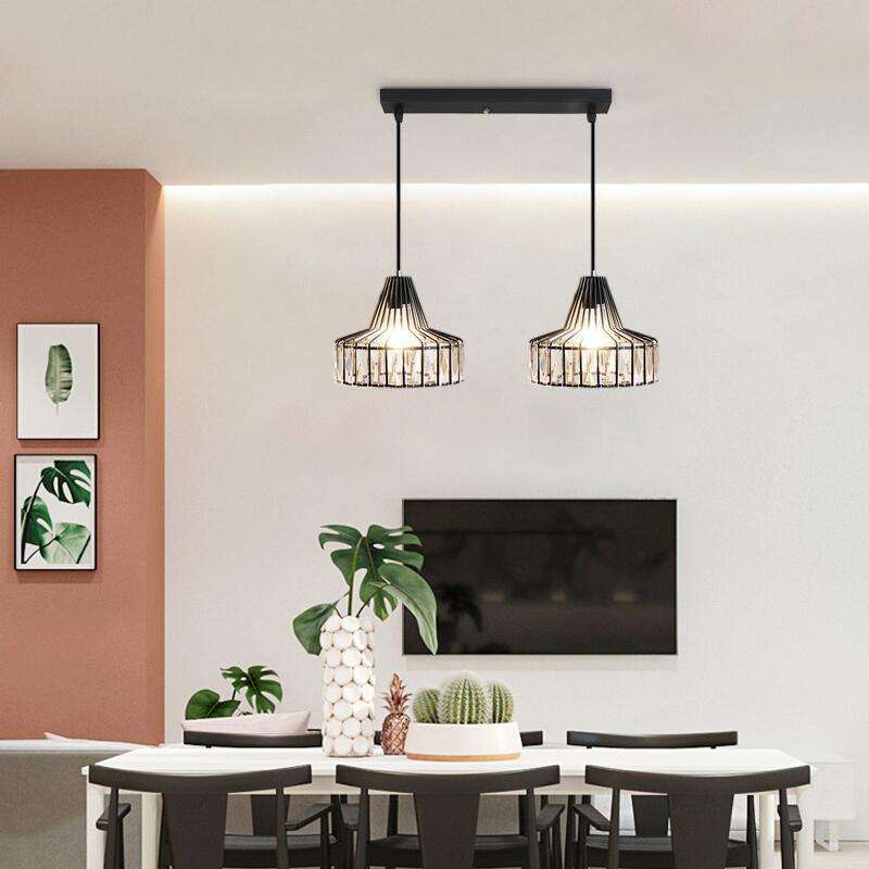 北欧现代简约铁艺水晶阳台楼梯吊灯餐厅灯饰创意客厅卧室吧台灯具