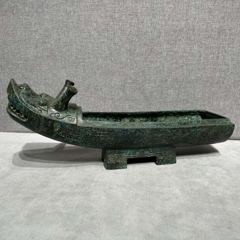 桌面案头小件 仿古青铜器龙形觥酒器摆件 - 历史感装饰 解压小物