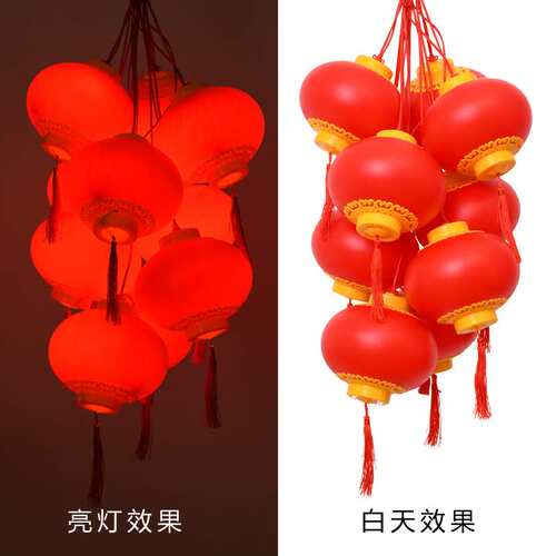 景观亮化灯笼连串春节装饰树挂灯笼新款LED发光亚克力户外红灯笼