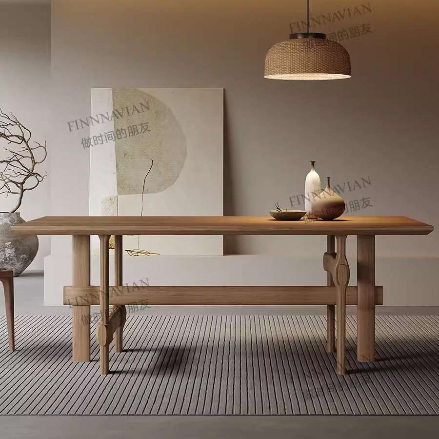 中古实木长方形高端餐桌设计师创意办公桌家用茶桌简约别墅家具