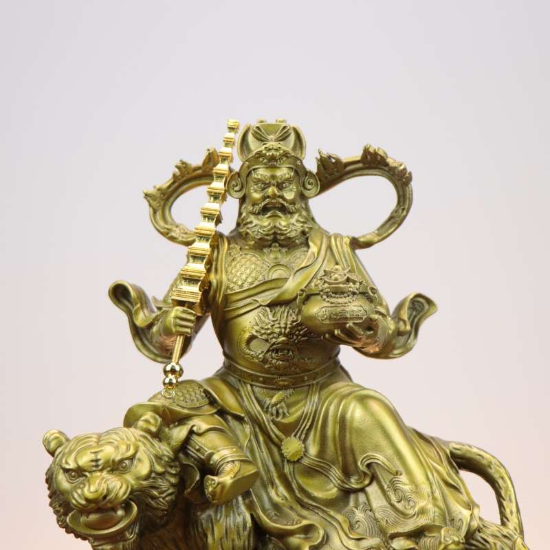 杨铜记 铜武财神 赵公明骑虎财神爷聚宝盆 龙虎玄坛爷古玩收藏
