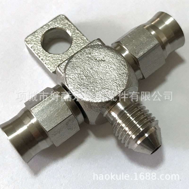 不锈钢刹车油管三通接头刹车钢喉改装AN3通用高压制动器耐高压