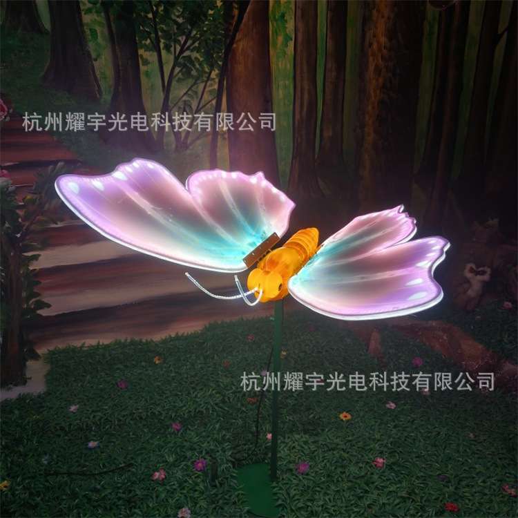 3D动态照明低压蝴蝶发光二极管户外花园婚礼用移动蝴蝶灯装饰