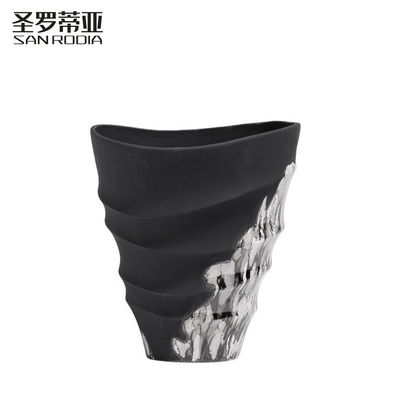 新中式创意陶瓷花瓶玄关客厅售楼处样板间软装饰品插花器摆件