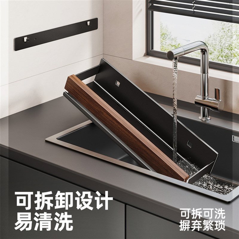 胡桃木厨房调料品置物架免打孔家用壁挂油盐酱醋瓶罐墙上收纳