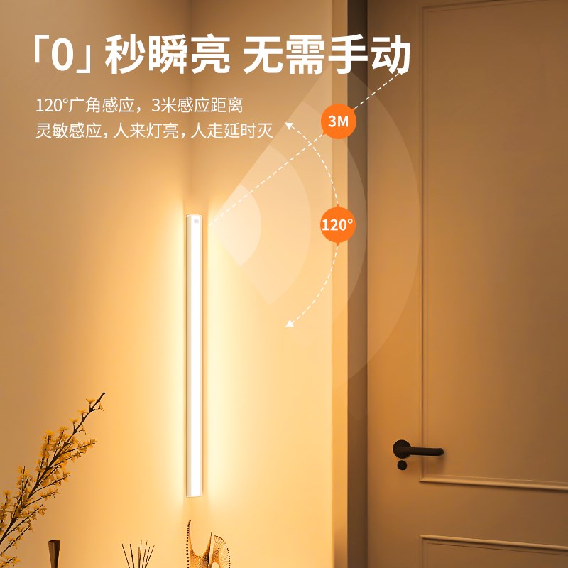 led充电灯带自粘感应无线免接线直角灯酒柜鞋柜衣柜整体橱柜磁吸图片