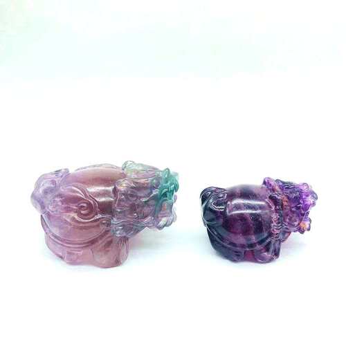 东海厂家 天然紫莹石龙龟雕刻精美新款家居装饰品客厅摆设简约