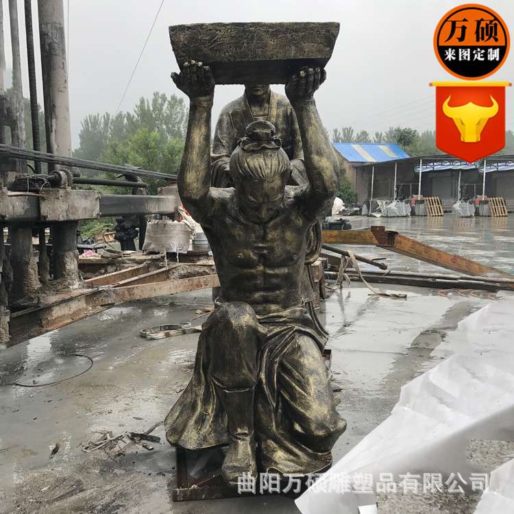 玻璃钢成语故事雕塑小品 岳母刺字岳飞精忠报国人物雕塑摆件